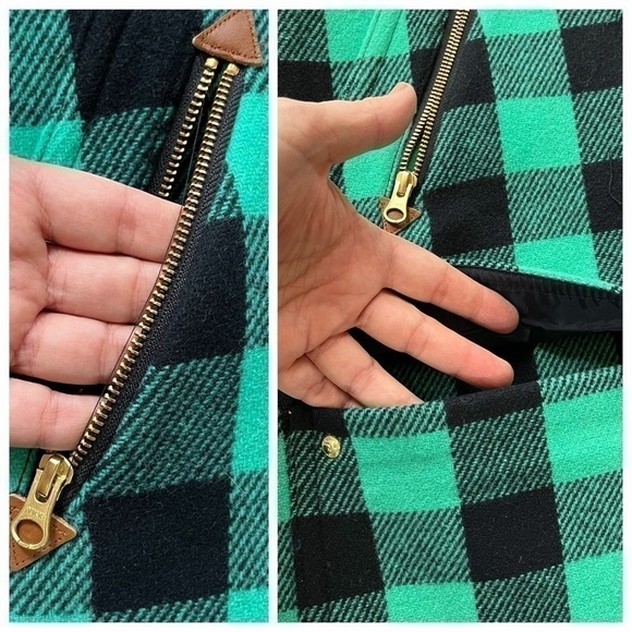 J.Crew NWT green/black buffalo plaid faux fur hooded parka *shop@iamwarrior - Picture 7 of 10